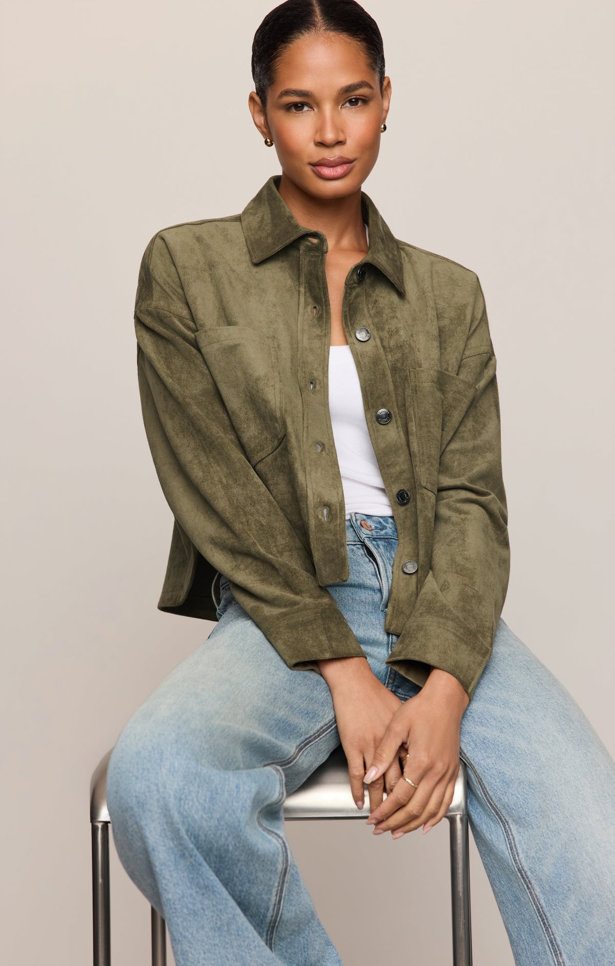 All Day Cropped Suede Jacket
