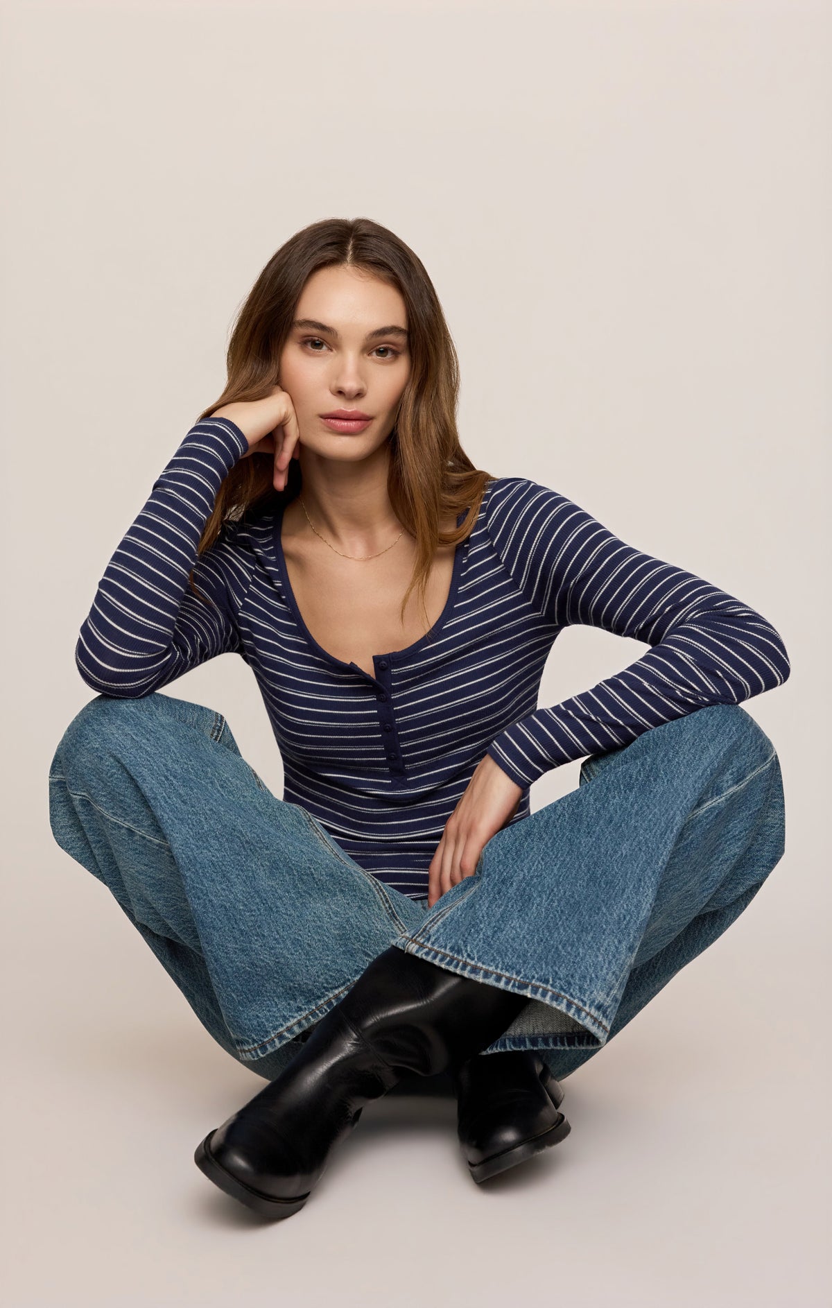 Andie Striped Henley Top