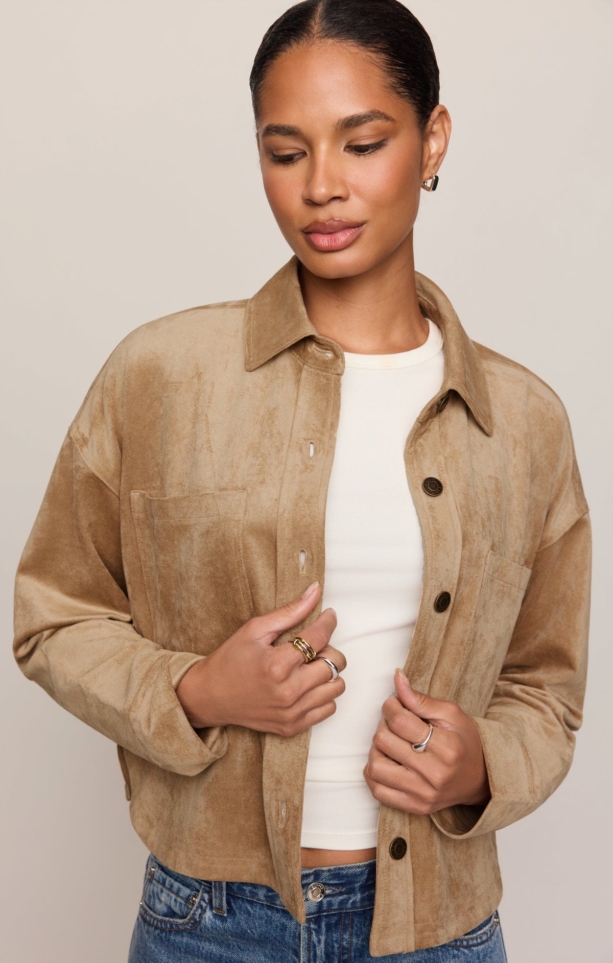 All Day Cropped Suede Jacket