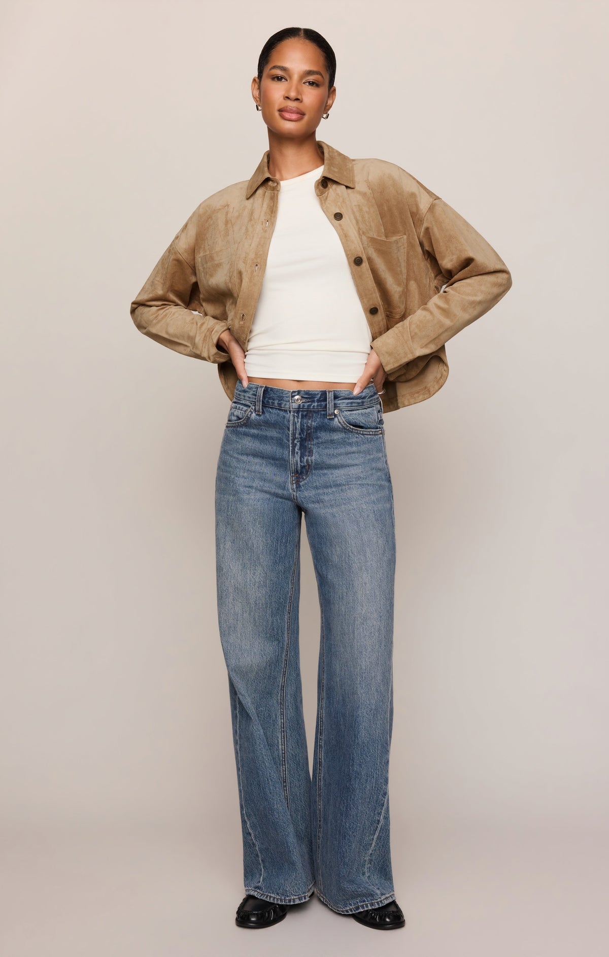 All Day Cropped Suede Jacket