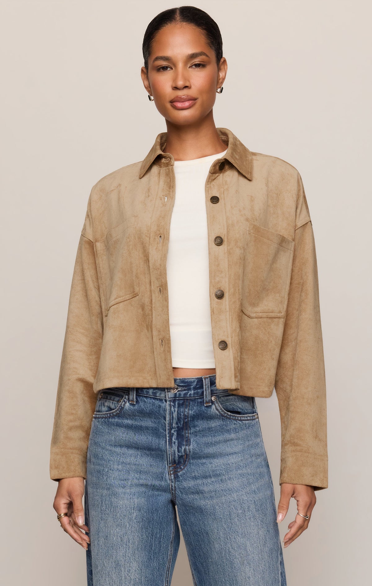 All Day Cropped Suede Jacket