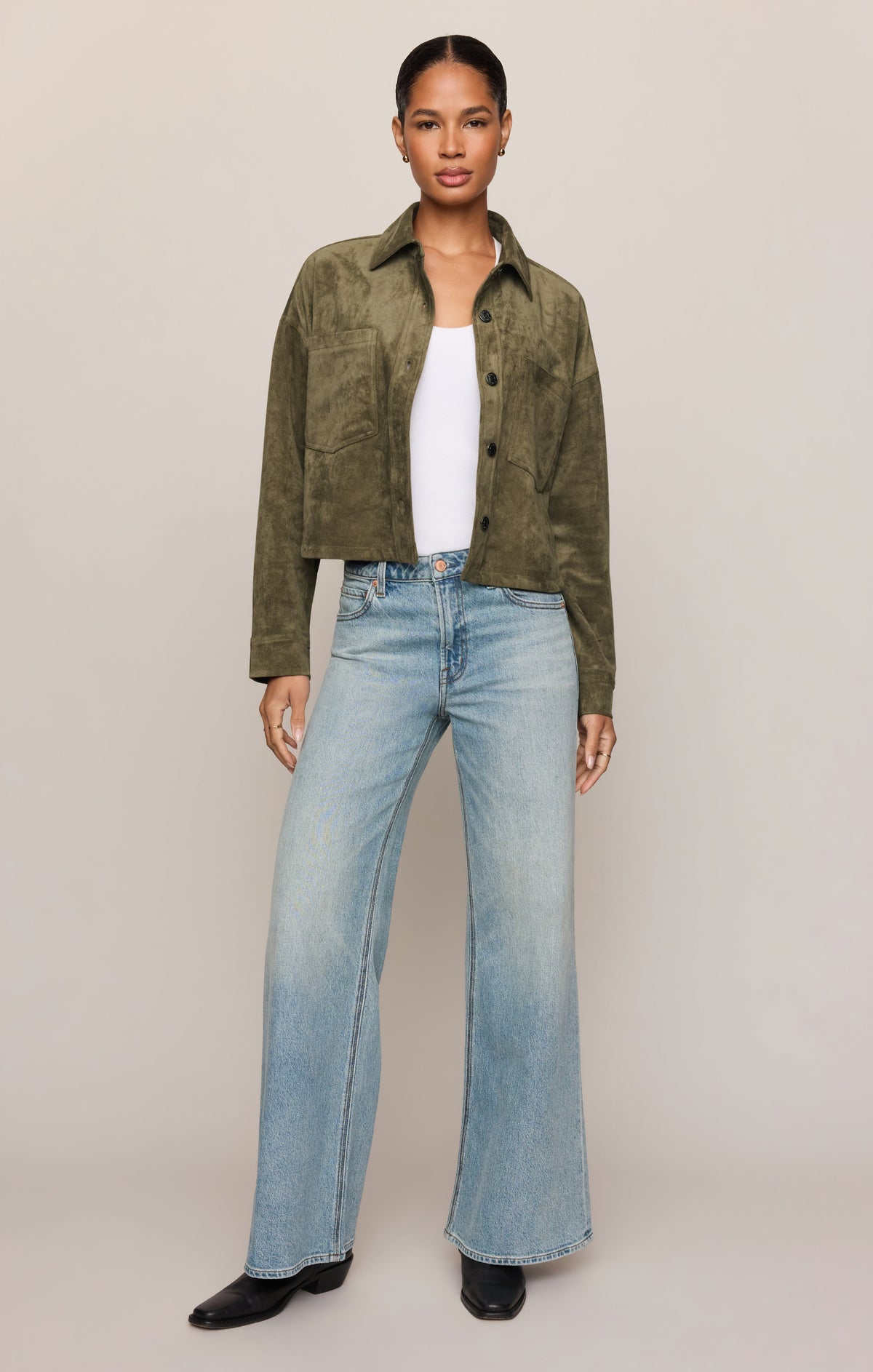 All Day Cropped Suede Jacket