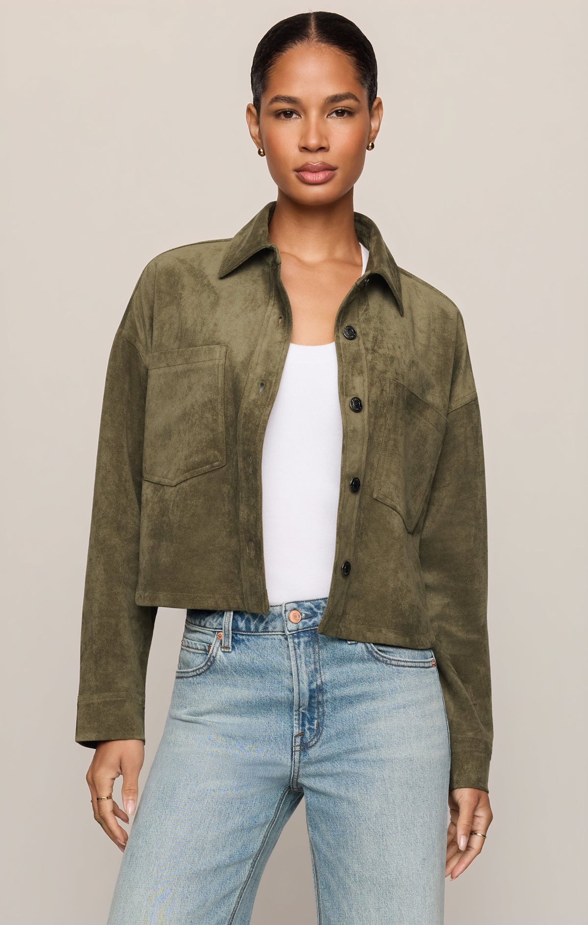 All Day Cropped Suede Jacket