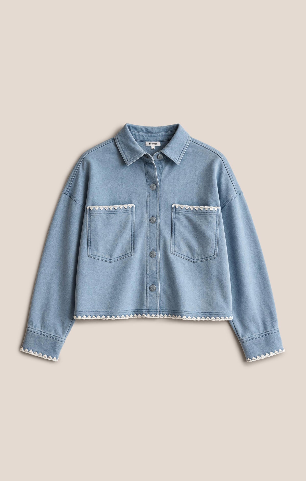 All Day Knit Denim Crop Whipstitch Jacket