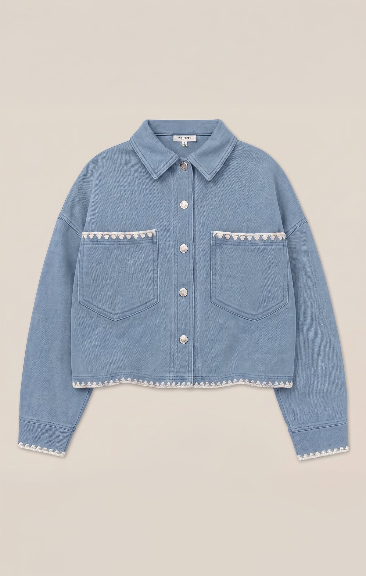 All Day Knit Denim Crop Whipstitch Jacket