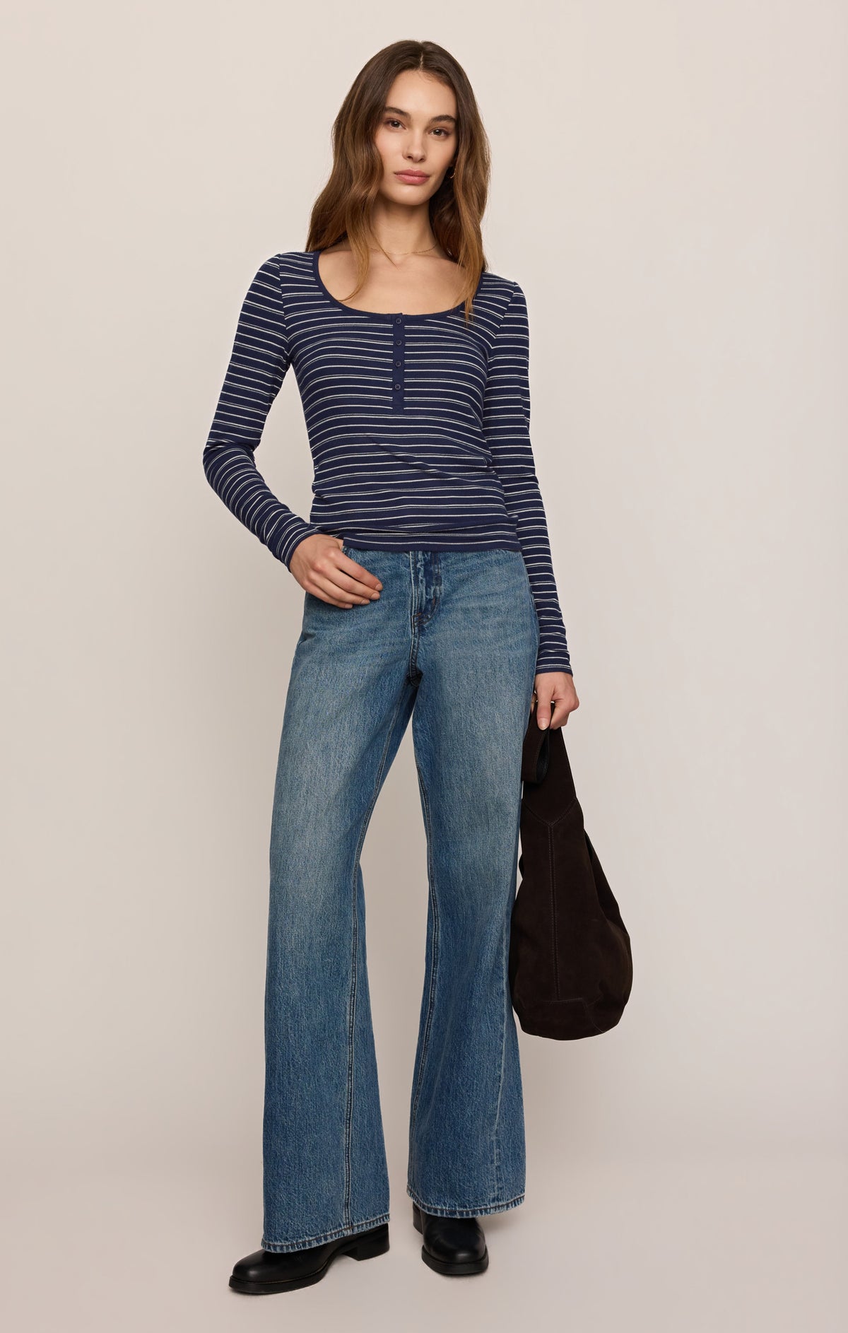 Andie Striped Henley Top
